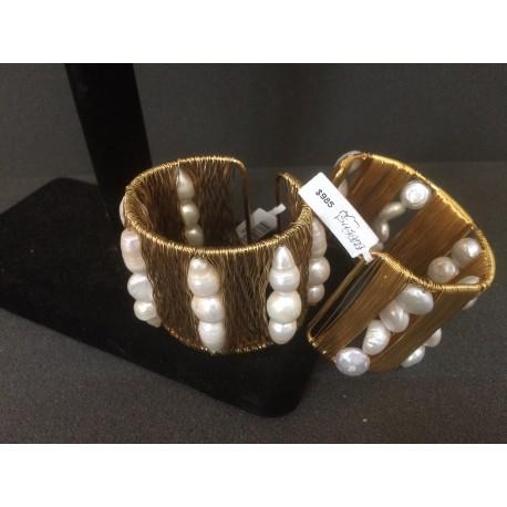 Brazalete perla en chapa de oro