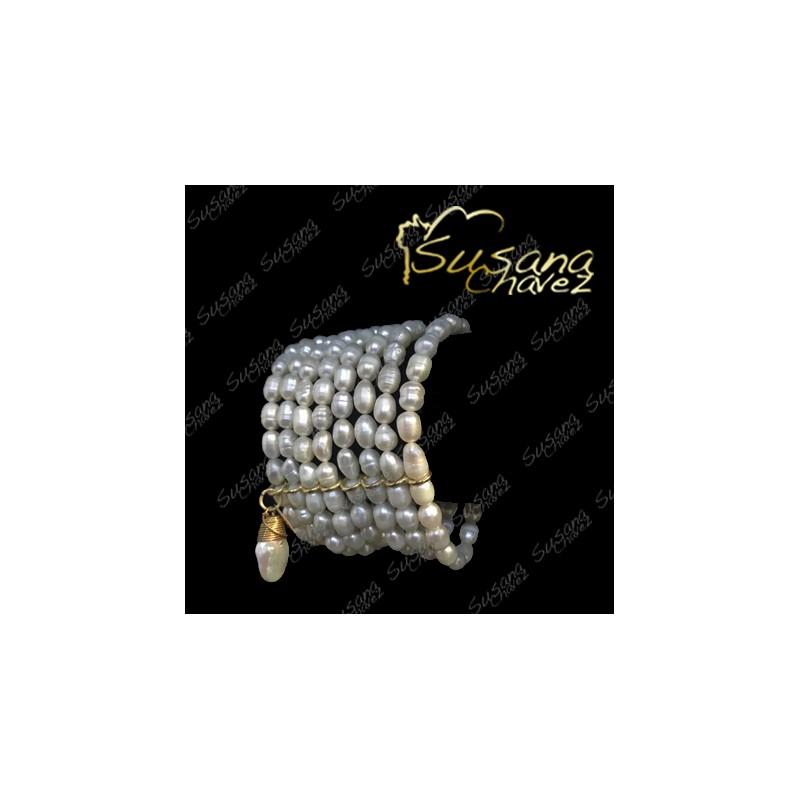 Pulsera ocho hilos perla